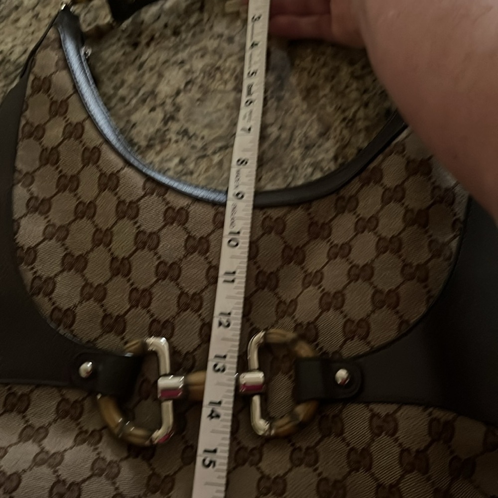 Gucci Monogram Bamboo Horsebit Amalfi Hobo - Picture 11 of 12